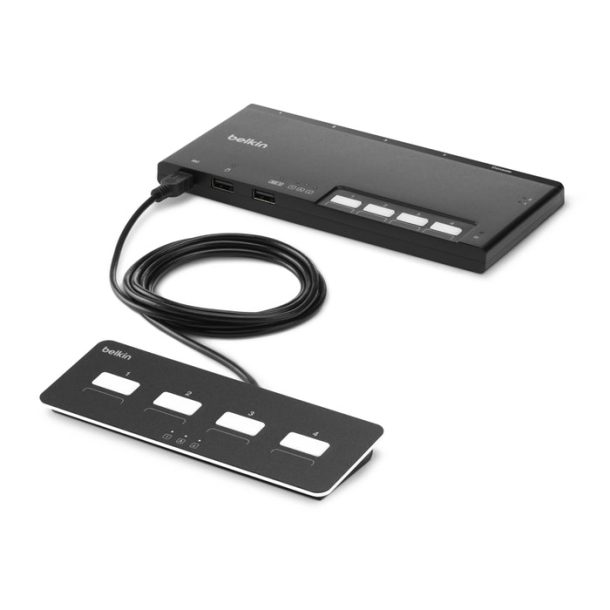 Belkin 4-Port Dual-Head Modular Secure KVM Switch Base Unit PP 4.0 w/ Remote | F1DN204MOD-BA-4