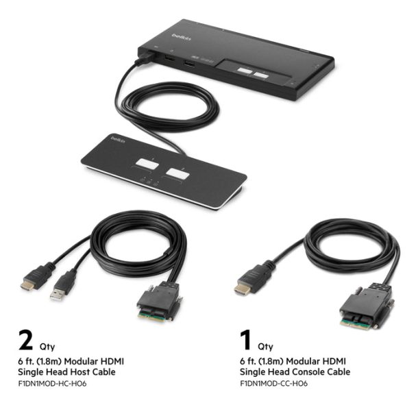 Belkin 2-Port Single Head HDMI Modular Secure KVM Switch PP4.0 W/ Remote | F1DN102MOD-HH-4