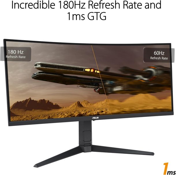 Alternative view of Asus TUF Gaming 34" WQHD Ultra-wide Curved 180Hz Gaming Monitor | VG34VQL3A