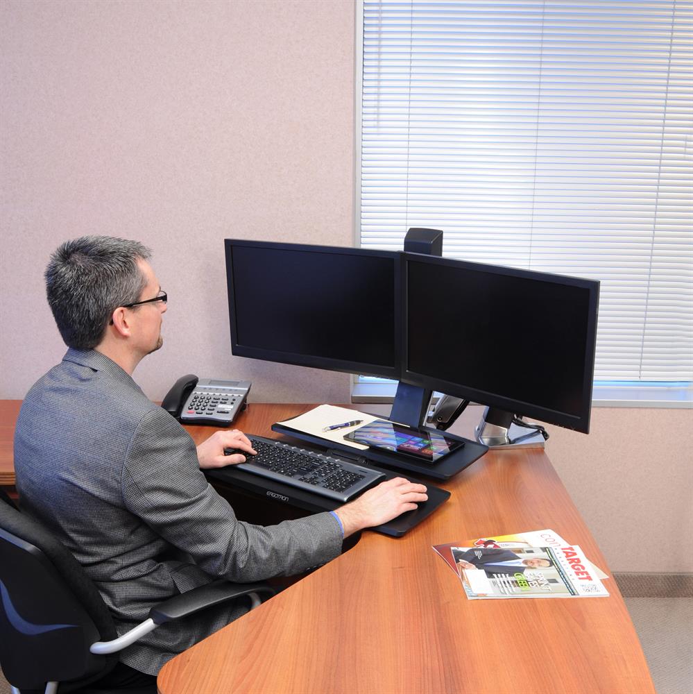Ergotron 24-316-026 WorkFit-A, Dual Workstation with Worksurface | Sit-Stand Desk Arm - Image 4