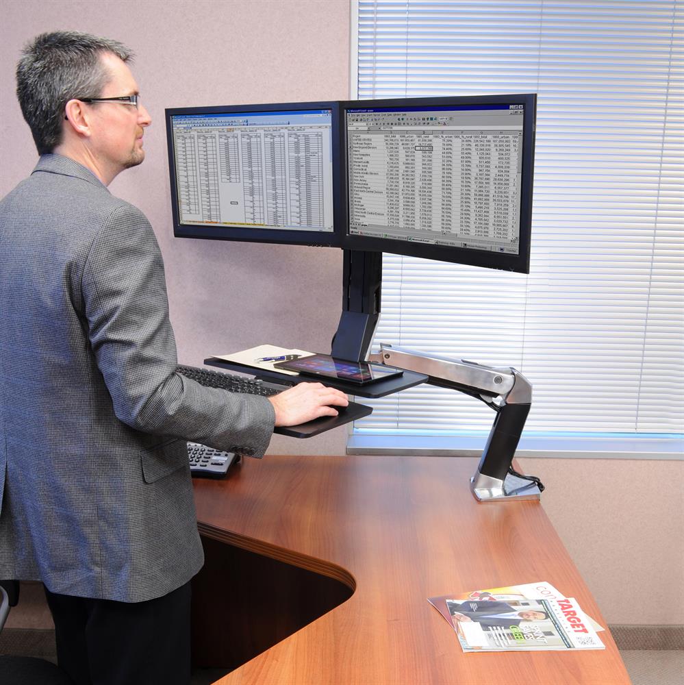 Ergotron 24-316-026 WorkFit-A, Dual Workstation with Worksurface | Sit-Stand Desk Arm - Image 5