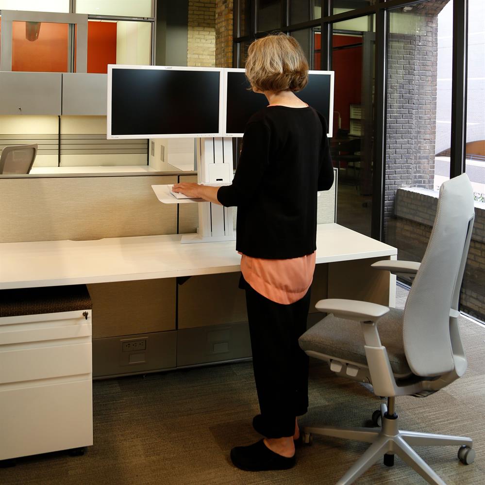 Ergotron 33-407-062 WorkFit-SR, Dual Monitor, Standing Desk Workstation, White - Image 5