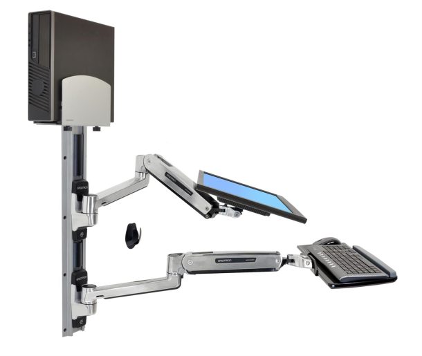 Alternative view of Ergotron 45-358-026 LX Sit-Stand Wall Mount System, Medium CPU Holder