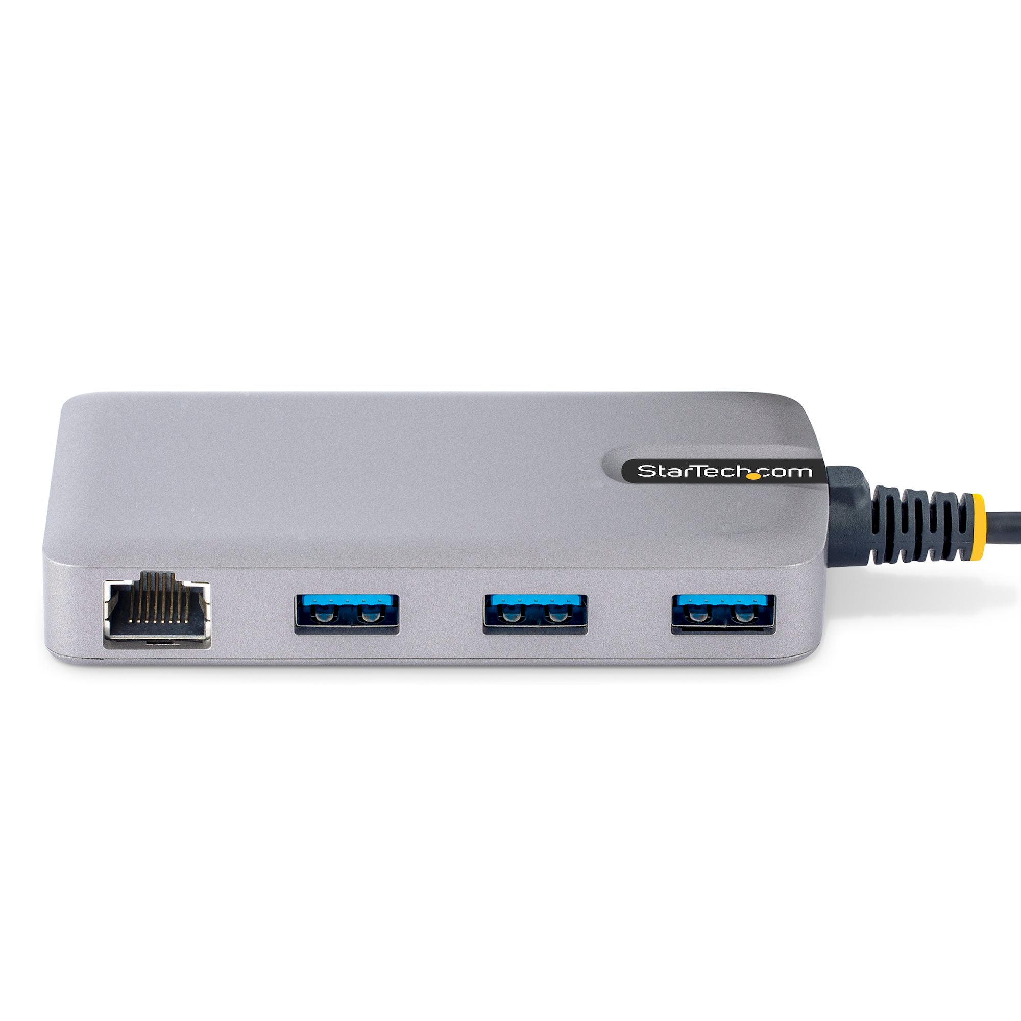 StarTech 5G3AGBB-USB-A-HUB 3-Port USB Hub with Ethernet - 3x USB-A Ports - Gigabit Ethernet (RJ-45) - USB 3.0 5Gbps - Bus-Powered - 1ft/30cm Long Cable - Portable Laptop USB Hub Adapter w/ GbE - Image 3