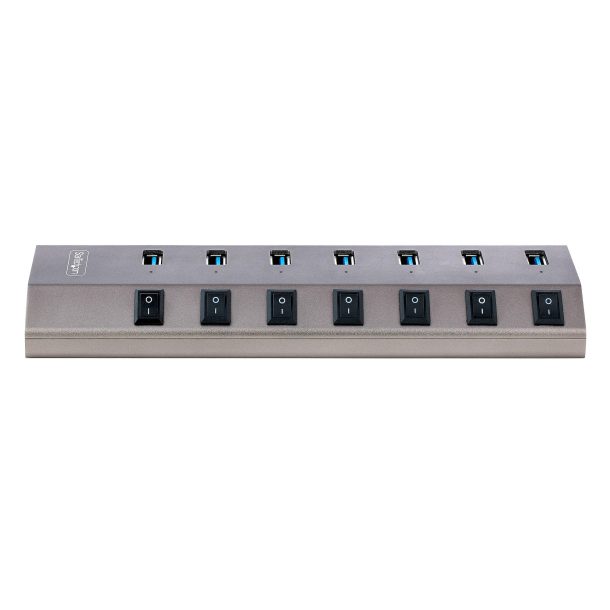 Alternative view of StarTech 5G7AIBS-USB-HUB-EU 7-Port Self-Powered USB-C Hub with Individual On/Off Switches, USB 3.0 5Gbps Expansion Hub w/Power Supply, Desktop/Laptop USB-C to USB-A Hub, USB Type C Hub w/BC 1.2