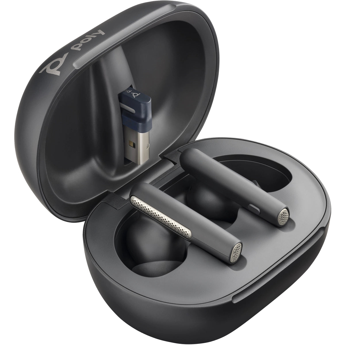 Poly Voyager Free 60+ UC M Carbon Black Earbuds + BT700 USB-C Adapter + Touchscreen Charge Case | 7Y8H0AA - Image 3