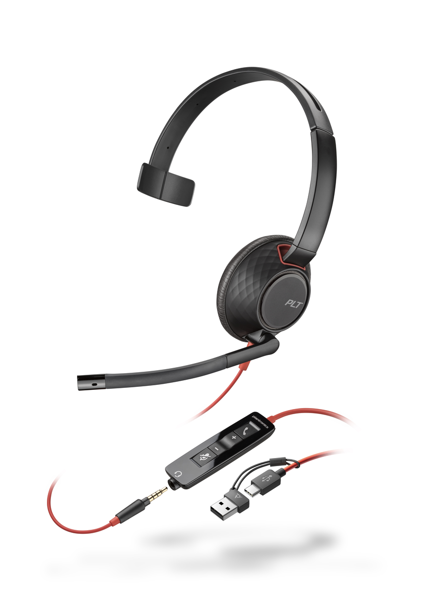 POLY Blackwire 5210 Monaural USB-C Headset + 3.5mm Plug + USB-C/A Adapter - Image 2
