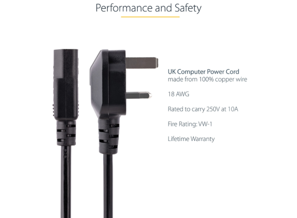 Alternative view of StarTech 1m Computer Power Cable - BS 1363 to C13 | BS13U-1M-POWER-LEAD