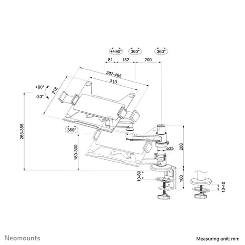 NeoMounts 11,6" - 17,3" Full Motion Laptop Desk Mount | DS20-425BL1 - Image 16