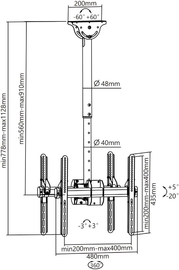 Neomounts NM-C440DBLACK 32"-60" Screen Ceiling Mounts - Image 3