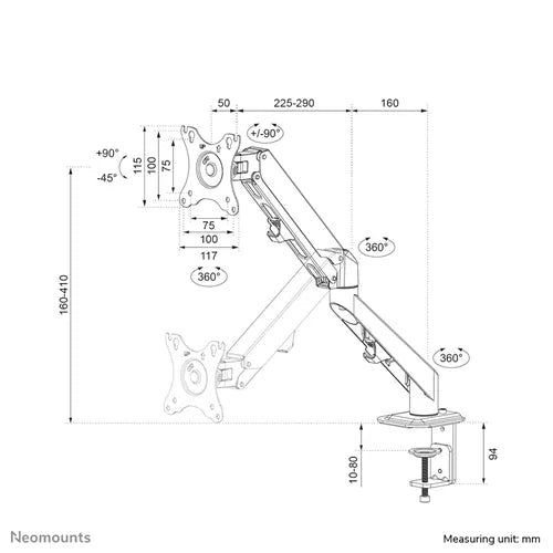 Neomounts 17" - 27" Monitor Arm Desk Mount | DS70-700BL1 - Image 17