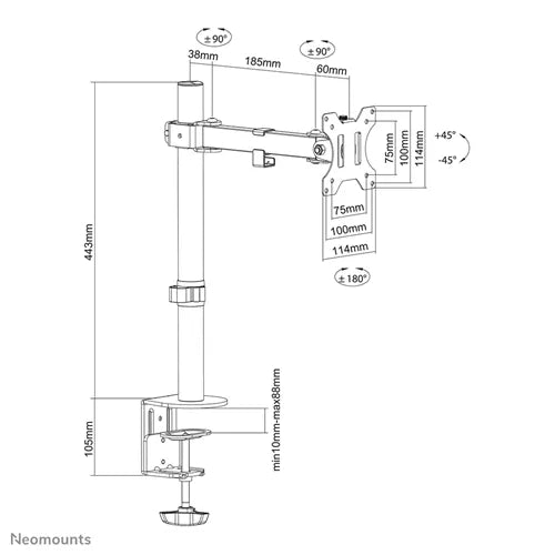 Neomounts FPMA-D540BLACK 10-32" Monitor Arm Desk Mount - Image 13