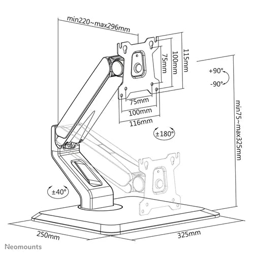 Neomounts FPMA-D885BLACK 10-32" Monitor Arm Desk Mount - Image 17