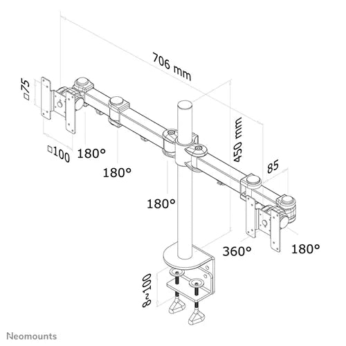 Neomounts 10"-27" Monitor Dual Arm Desk Mount | FPMA-D960D - Image 7