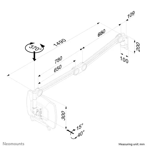NeoMounts FPMA-HAW200 Medical Wall Mount - For 10-27" Screen - Image 4