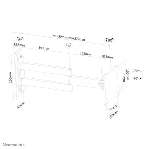 NeoMounts 10"-27" Full Motion TV/Monitor Wall Mount | FPMA-W830 - Image 10