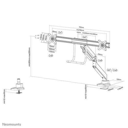 Neomounts NM-D775DXSILVER 10-32" Monitor Arm Desk Mount - Image 12