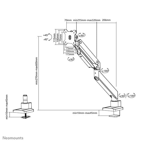 NeoMounts NM-D775SILVER Monitor Arm Desk Mount - For 10-32" Monitor Screens - Image 13