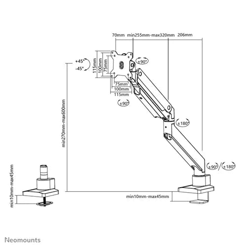 Neomounts 10" - 49" Monitor Arm Desk Mount for Curved Screens | NM-D775WHITEPLUS - Image 8