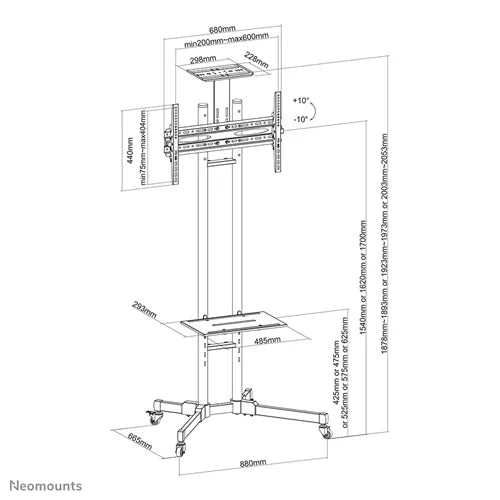 Neomounts 32" - 70" Mobile Monitor/TV Floor Stand/Trolley | PLASMA-M1700E - Image 18