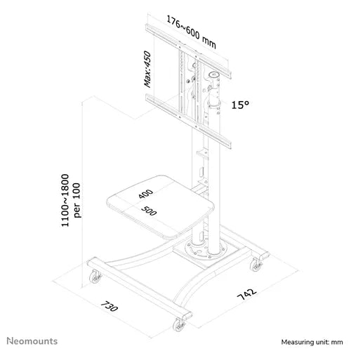 Neomounts 27" - 70" Monitor/TV Floor Stand/Trolley | PLASMA-M1800E - Image 6