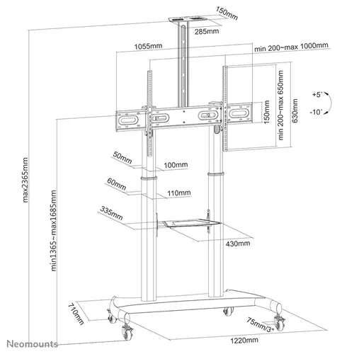 Neomounts 60" - 100" Display Trolley | PLASMA-M1950E - Image 6