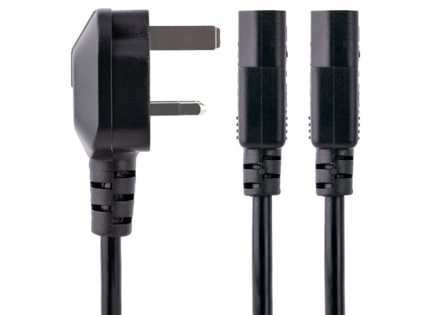 Alternative view of StarTech 2m Computer Power Cable - Y Splitter, 18AWG, BS 1363 to 2x C13 | PXT101YUK
