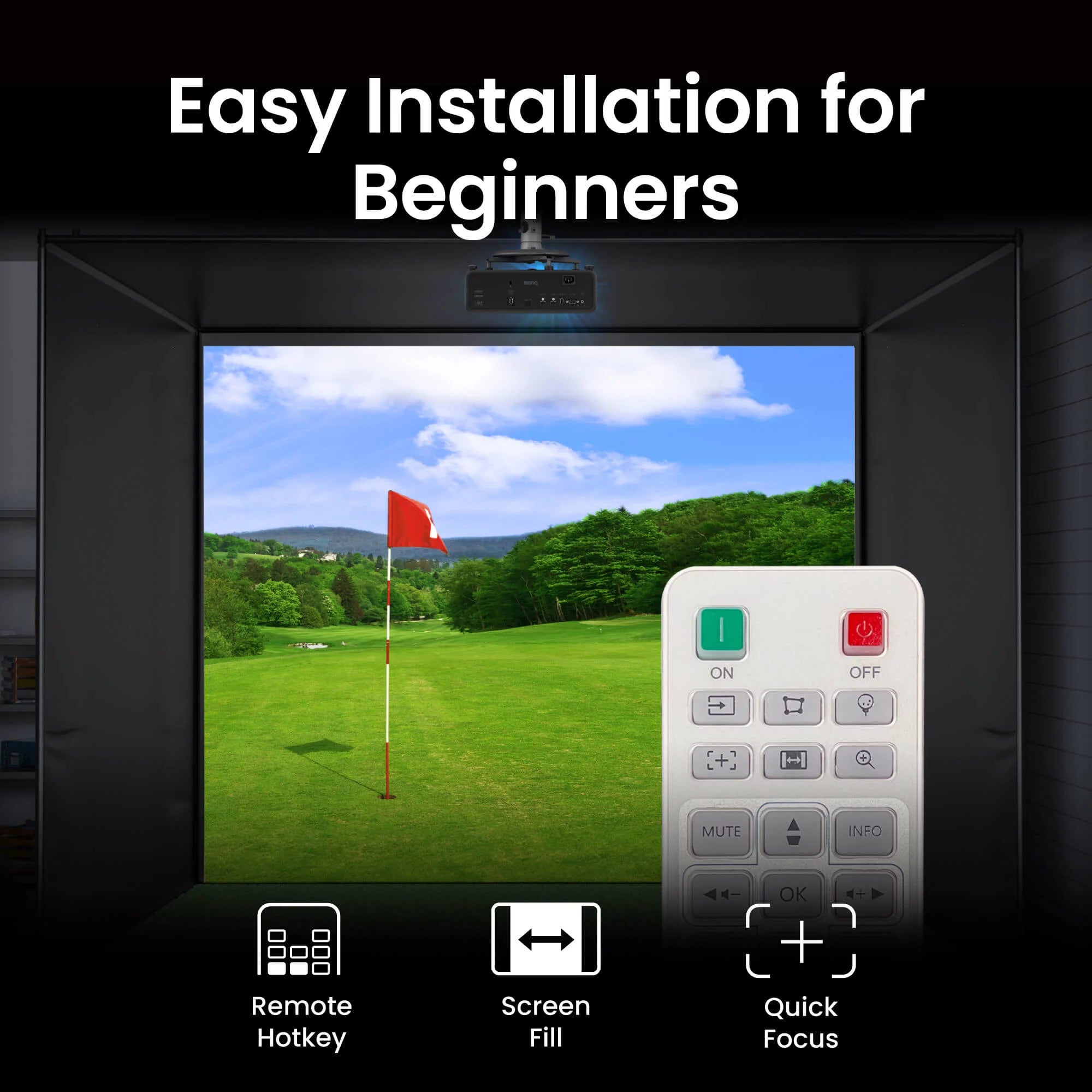 BenQ AH500ST 4000 Lumen Short Throw 1080P Laser Golf Simulator Projector | 9H.R0377.23E - Image 10
