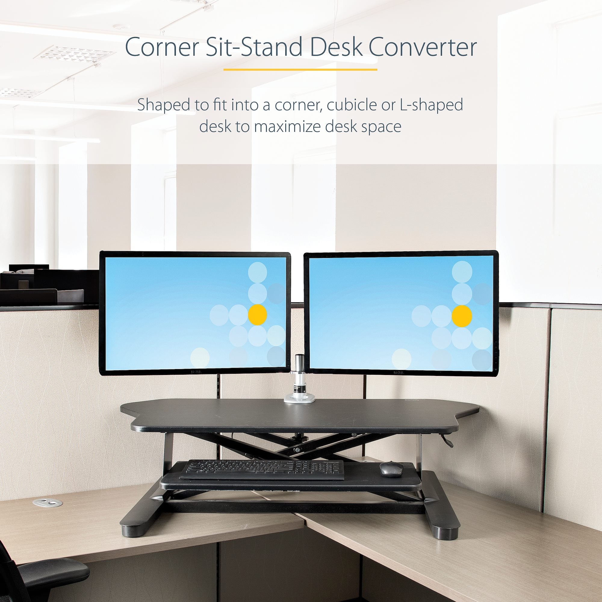 StarTech ARMSTSCORNR Corner Sit Stand Desk Converter with Keyboard Tray - Image 16