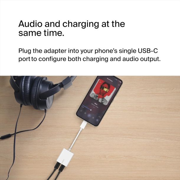 Alternative view of Belkin RockStar® USB-C Audio + Charge Adapter | F7U081BTWH