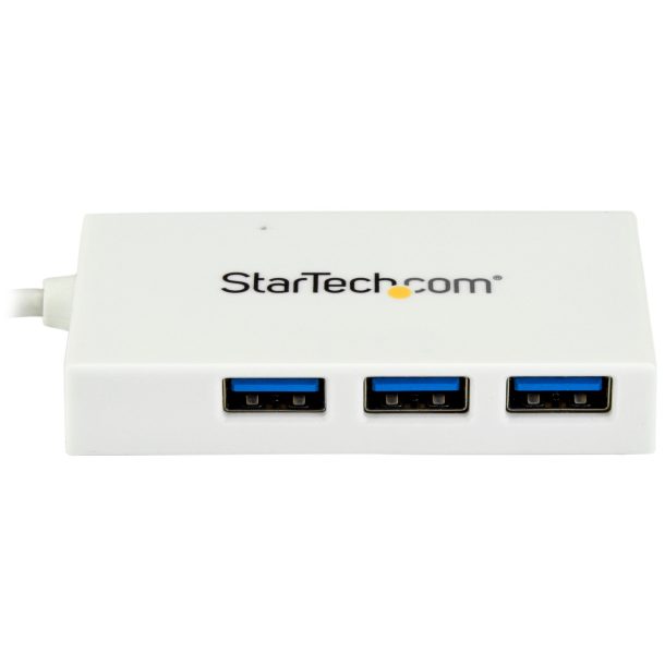 Alternative view of StarTech HB30C3A1CFBW 4 Port USB C Hub with 1x USB-C & 3x USB-A Ports (SuperSpeed 5Gbps) - USB Bus Powered - Portable/Laptop USB 3.0 Adapter Hub - USB 3.2 Gen 1 Type-C Hub - White