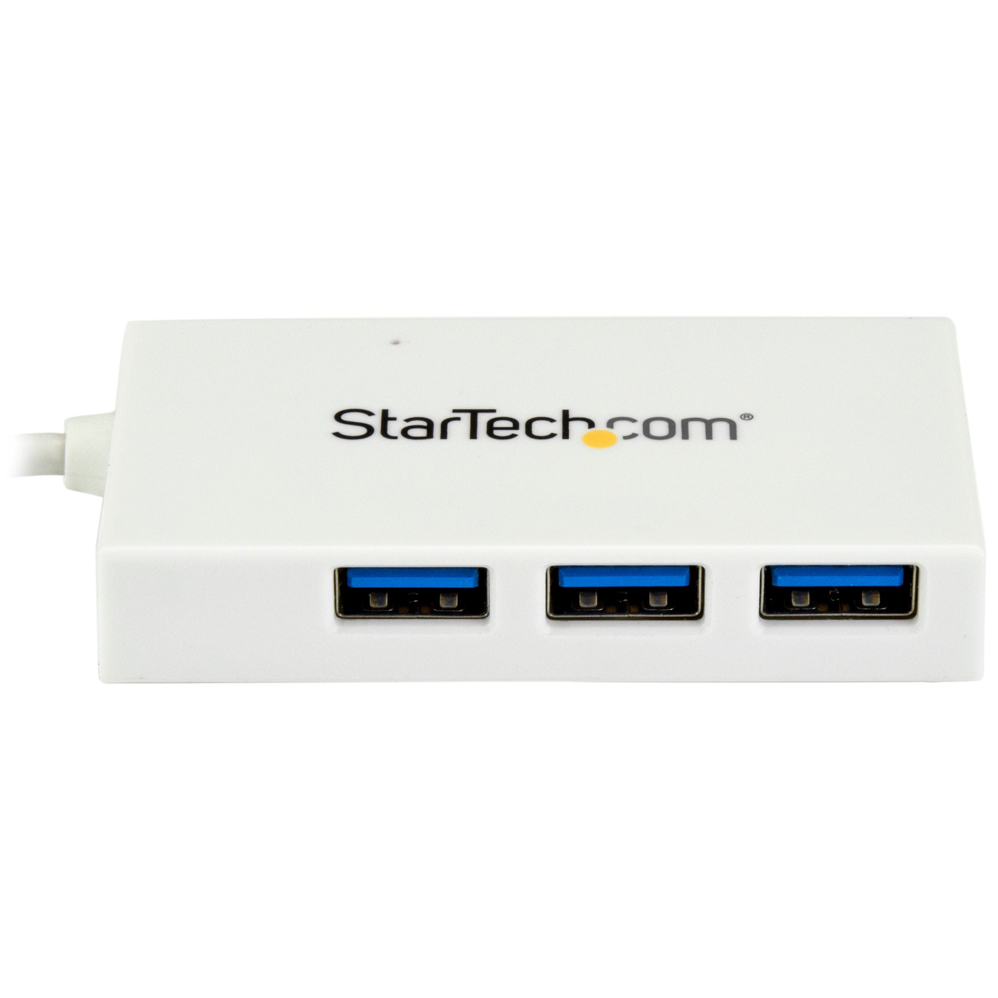 StarTech HB30C3A1CFBW 4 Port USB C Hub with 1x USB-C & 3x USB-A Ports (SuperSpeed 5Gbps) - USB Bus Powered - Portable/Laptop USB 3.0 Adapter Hub - USB 3.2 Gen 1 Type-C Hub - White - Image 2