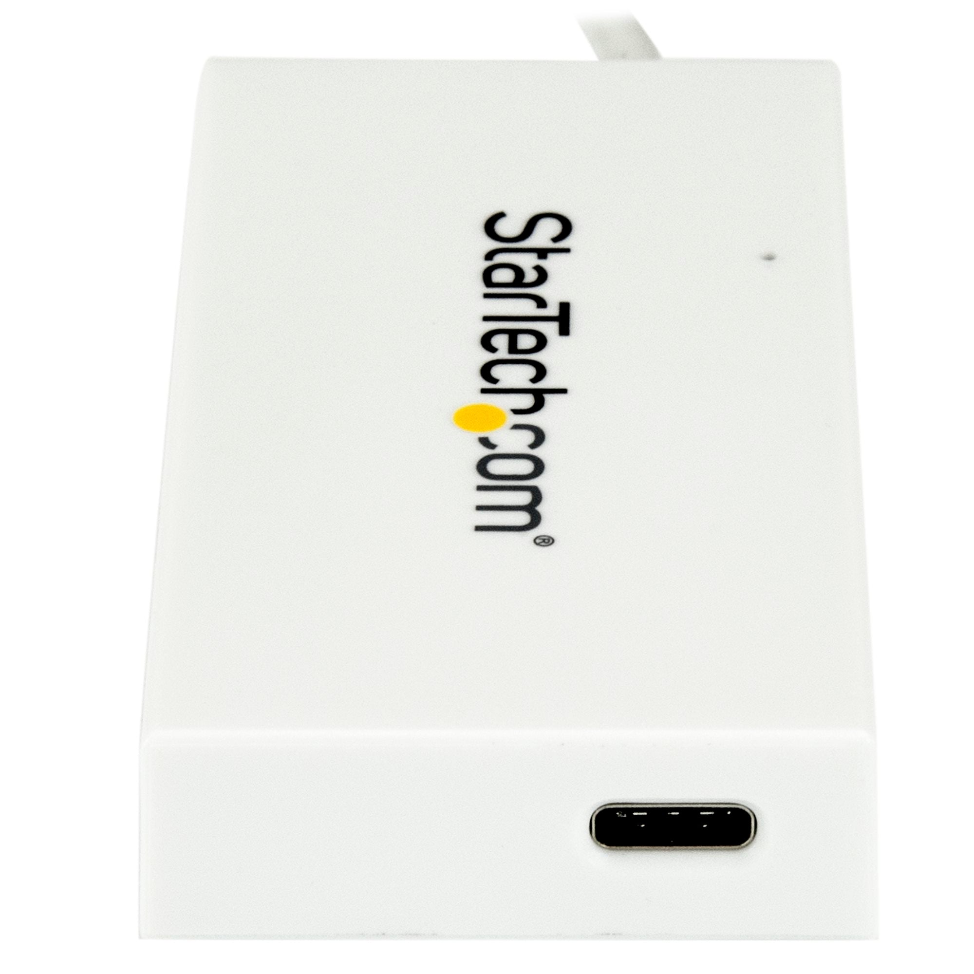 StarTech HB30C3A1CFBW 4 Port USB C Hub with 1x USB-C & 3x USB-A Ports (SuperSpeed 5Gbps) - USB Bus Powered - Portable/Laptop USB 3.0 Adapter Hub - USB 3.2 Gen 1 Type-C Hub - White - Image 4