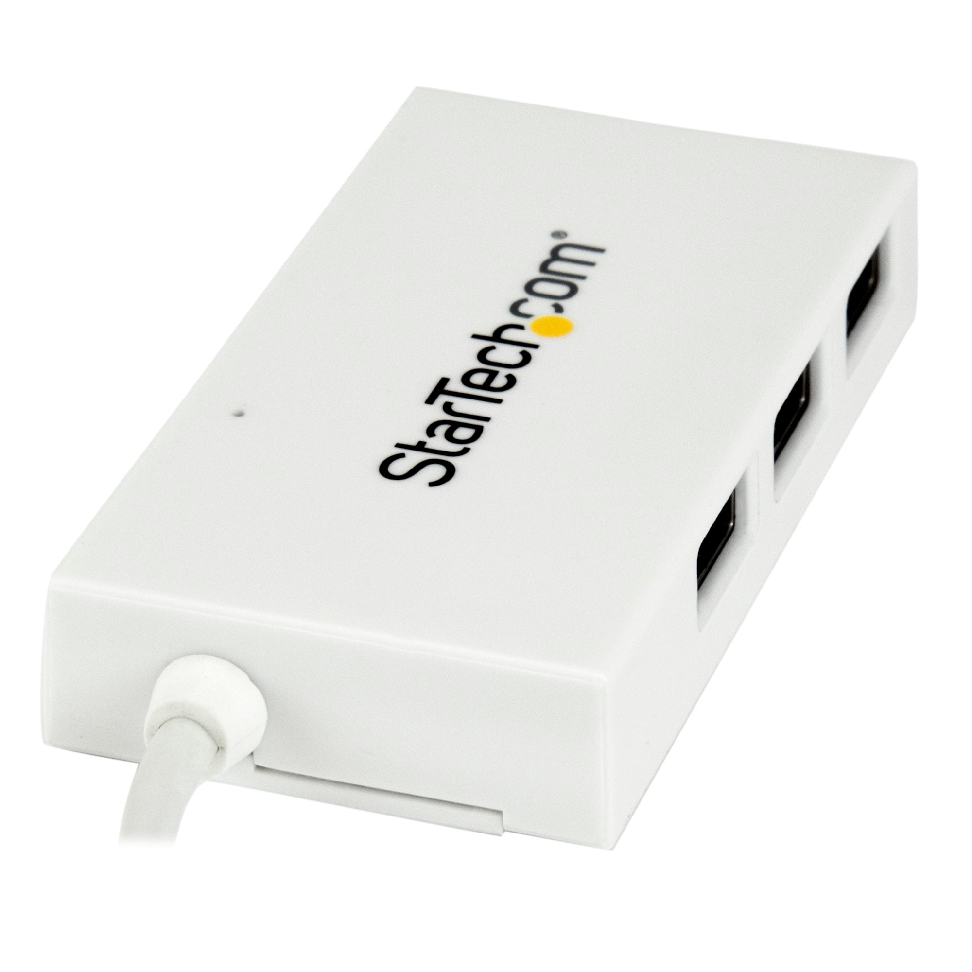 StarTech HB30C3A1CFBW 4 Port USB C Hub with 1x USB-C & 3x USB-A Ports (SuperSpeed 5Gbps) - USB Bus Powered - Portable/Laptop USB 3.0 Adapter Hub - USB 3.2 Gen 1 Type-C Hub - White - Image 3
