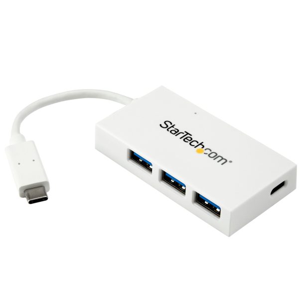 StarTech HB30C3A1CFBW 4 Port USB C Hub with 1x USB-C & 3x USB-A Ports (SuperSpeed 5Gbps) - USB Bus Powered - Portable/Laptop USB 3.0 Adapter Hub - USB 3.2 Gen 1 Type-C Hub - White