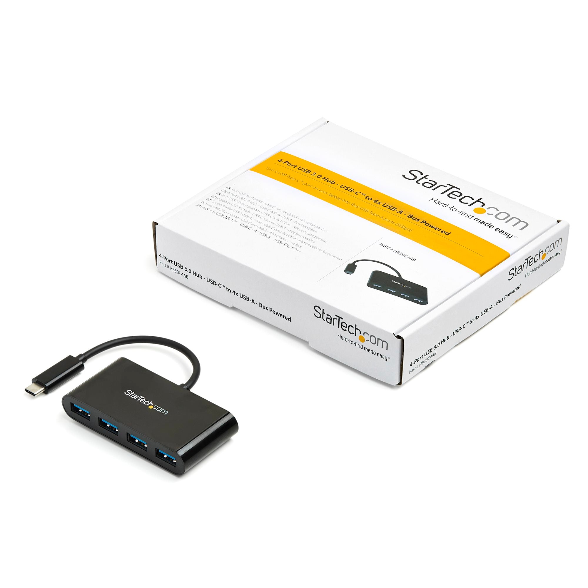 Startech HB30C4AB 4-Port USB-C Hub - USB-C to 4x USB-A - USB 3.0 Hub - 5Gbps - Bus Powered - Image 5