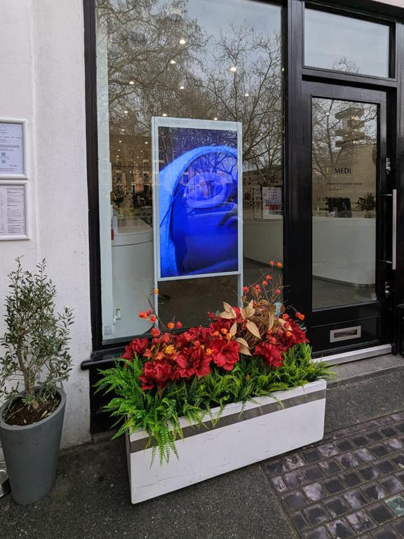 Alternative view of Allsee 49" White Double-Sided Ultra High Brightness Digital Display | 3500 cd/m² Floor Standing-Signage