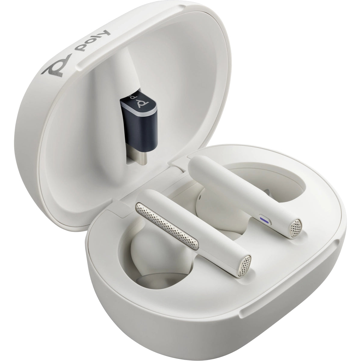 Poly Voyager Free 60+ UC White Sand Earbuds + BT700 USB-A Adapter + Touchscreen Charge Case | 7Y8G5AA - Image 3