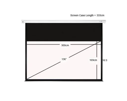 Sapphire Electric 300x169cm Projector Screen 16:9 136 inch SEWS300BWSF ...