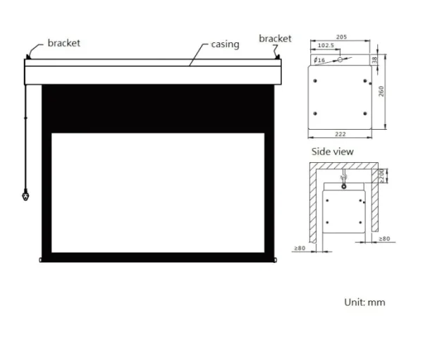 Alternative view of Sapphire Electric 600x449cm Projector Screen 4:3 295 inch SEWS600BV-A