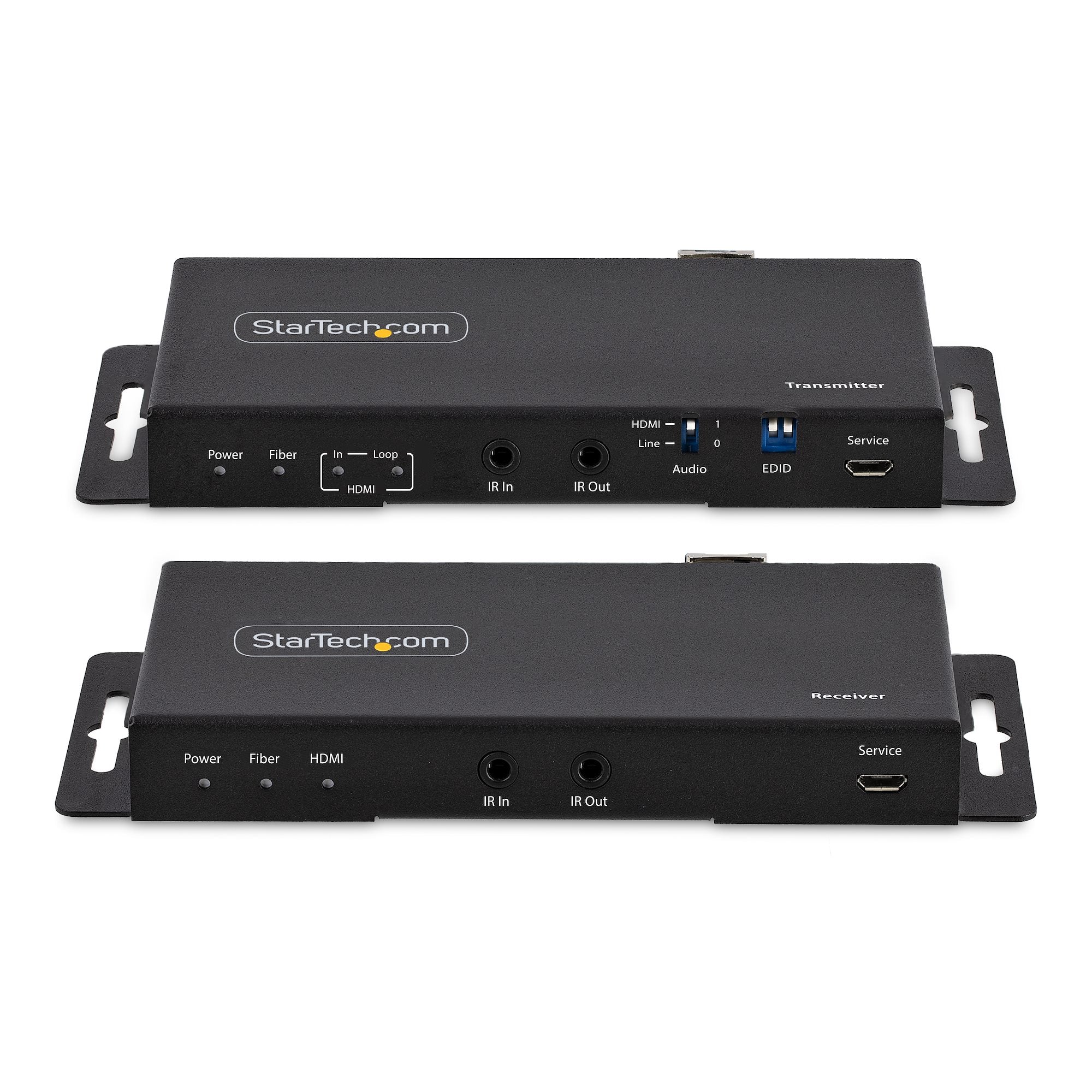 StarTech ST121HD20FXA2 4K HDMI over Fiber Extender Kit, 4K 60Hz up to 3300ft/1km (Single Mode) or 1000ft/300m (Multimode) LC Fiber Optic, HDR, HDCP, 3.5mm Audio/RS232/IR Extender, Transmitter and Receiver Kit - Image 2