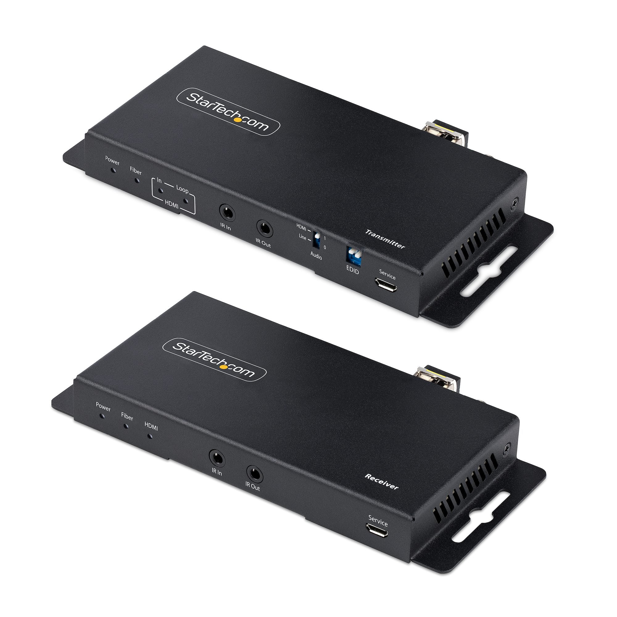 StarTech ST121HD20FXA2 4K HDMI over Fiber Extender Kit, 4K 60Hz up to 3300ft/1km (Single Mode) or 1000ft/300m (Multimode) LC Fiber Optic, HDR, HDCP, 3.5mm Audio/RS232/IR Extender, Transmitter and Receiver Kit - Image 4