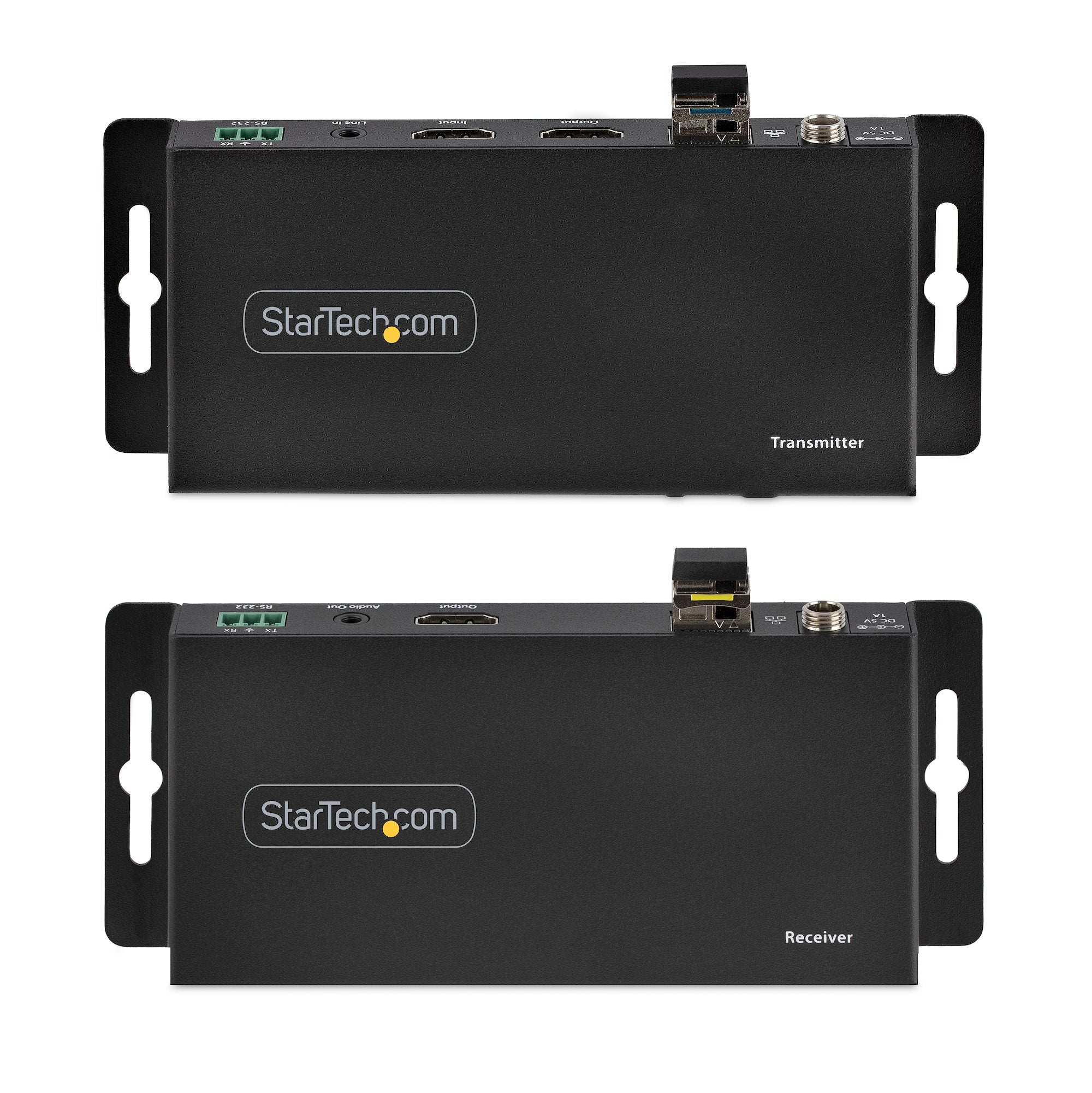 StarTech ST121HD20FXA2 4K HDMI over Fiber Extender Kit, 4K 60Hz up to 3300ft/1km (Single Mode) or 1000ft/300m (Multimode) LC Fiber Optic, HDR, HDCP, 3.5mm Audio/RS232/IR Extender, Transmitter and Receiver Kit - Image 5