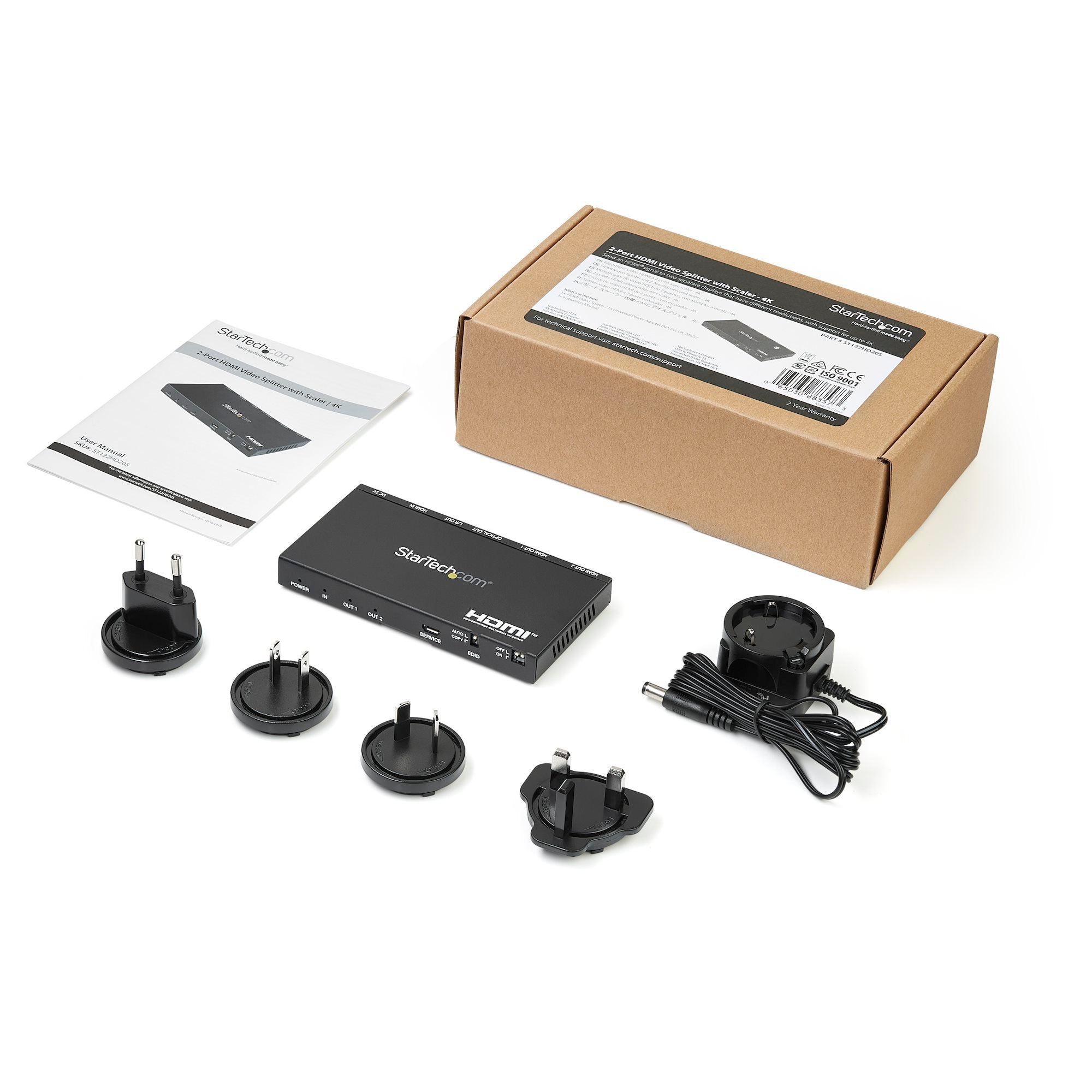 StarTech ST122HD20S 2-Port HDMI Splitter (1x2) - 4K 60Hz UHD HDMI 2.0 Audio Video Splitter - Image 5
