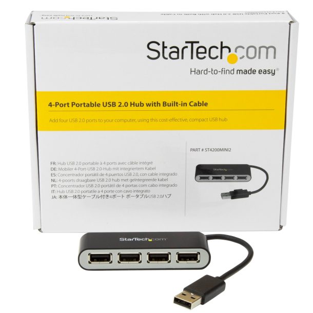 Alternative view of Startech ST4200MINI2 4-Port Portable USB 2.0 Hub with Built-in Cable