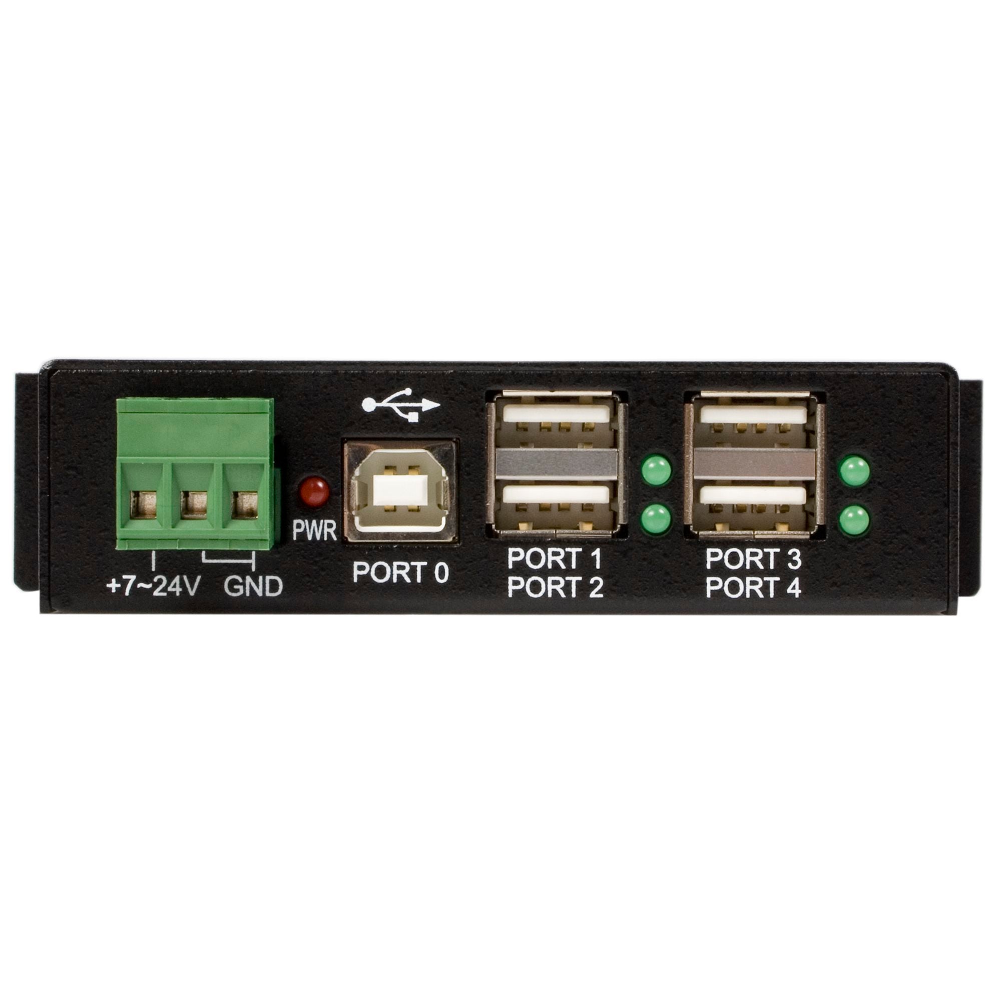 Startech ST4200USBM 4-Port USB 2.0 Hub - Metal Industrial USB-A Hub - Din Rail, Wall or Desk Mountable USB Data Hub - Image 2