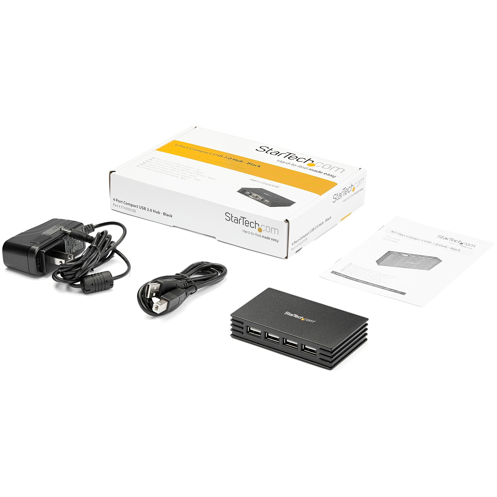 StarTech ST4202USBGB 4 Port Black USB 2.0 Hub - Image 5