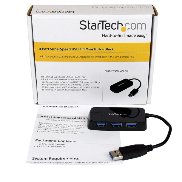 Alternative view of StarTech ST4300MINU3B Portable 4 Port SuperSpeed Mini USB 3.0 Hub - 5Gbps - Black