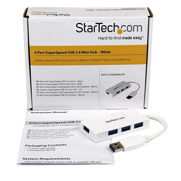Alternative view of StarTech ST4300MINU3W Portable 4 Port SuperSpeed Mini USB 3.0 Hub - 5Gbps - White