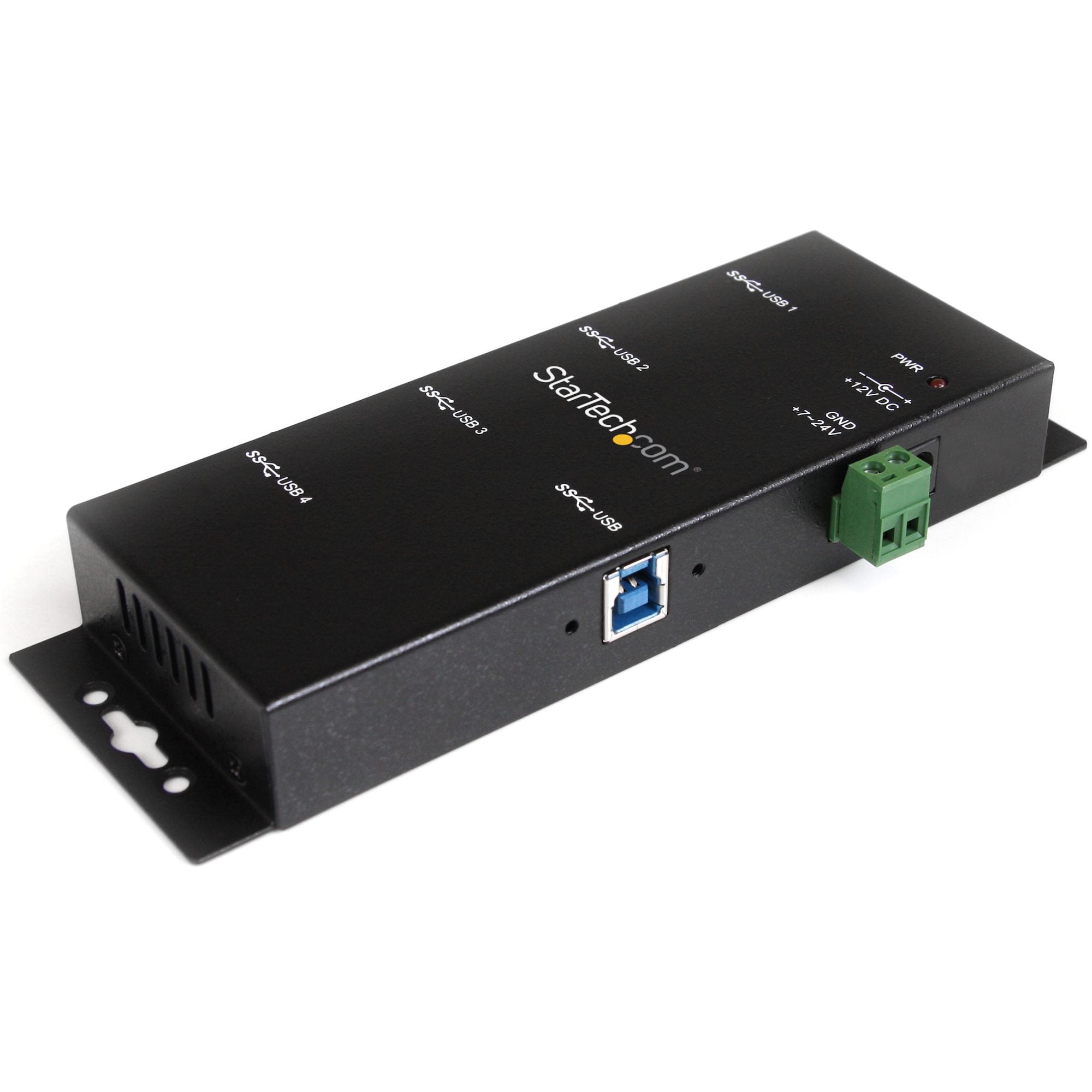 StarTech ST4300USBM 4-Port USB 3.0 Hub - 5Gbps - Metal Industrial USB-A Hub - Wall or Desk Mountable USB Data Hub - TAA Compliant USB Expander Hub